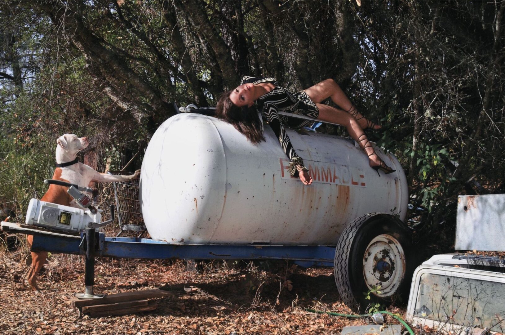 Monet Clark, Performance In Nature (Propane Tank), 2014